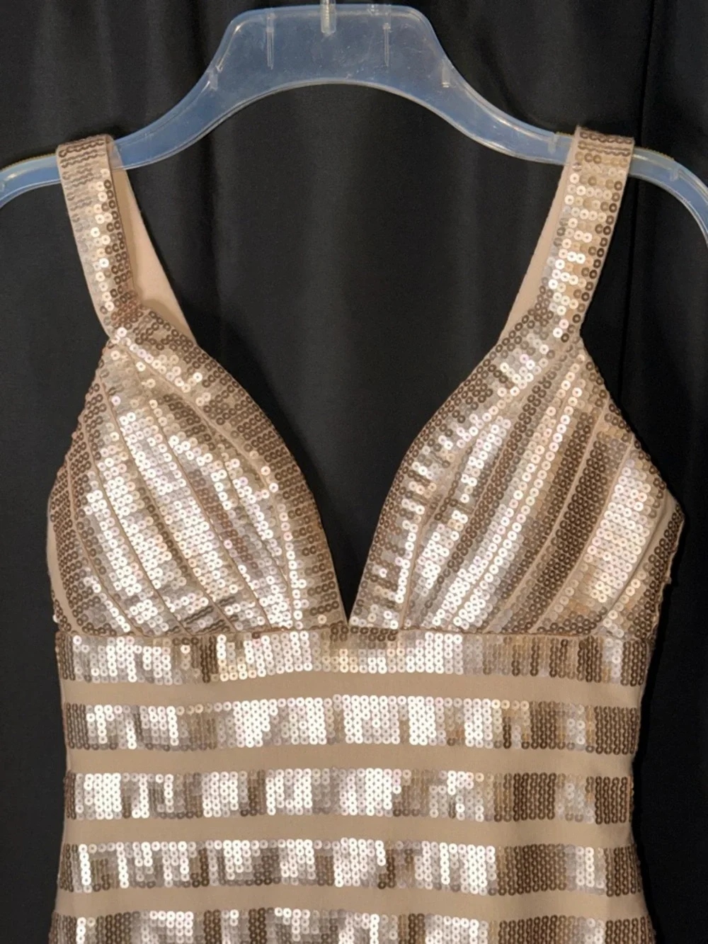 Galen Schwartz PRIVE Sequin V-Neck Dress in Champagne —#125 - Picture 6 of 12